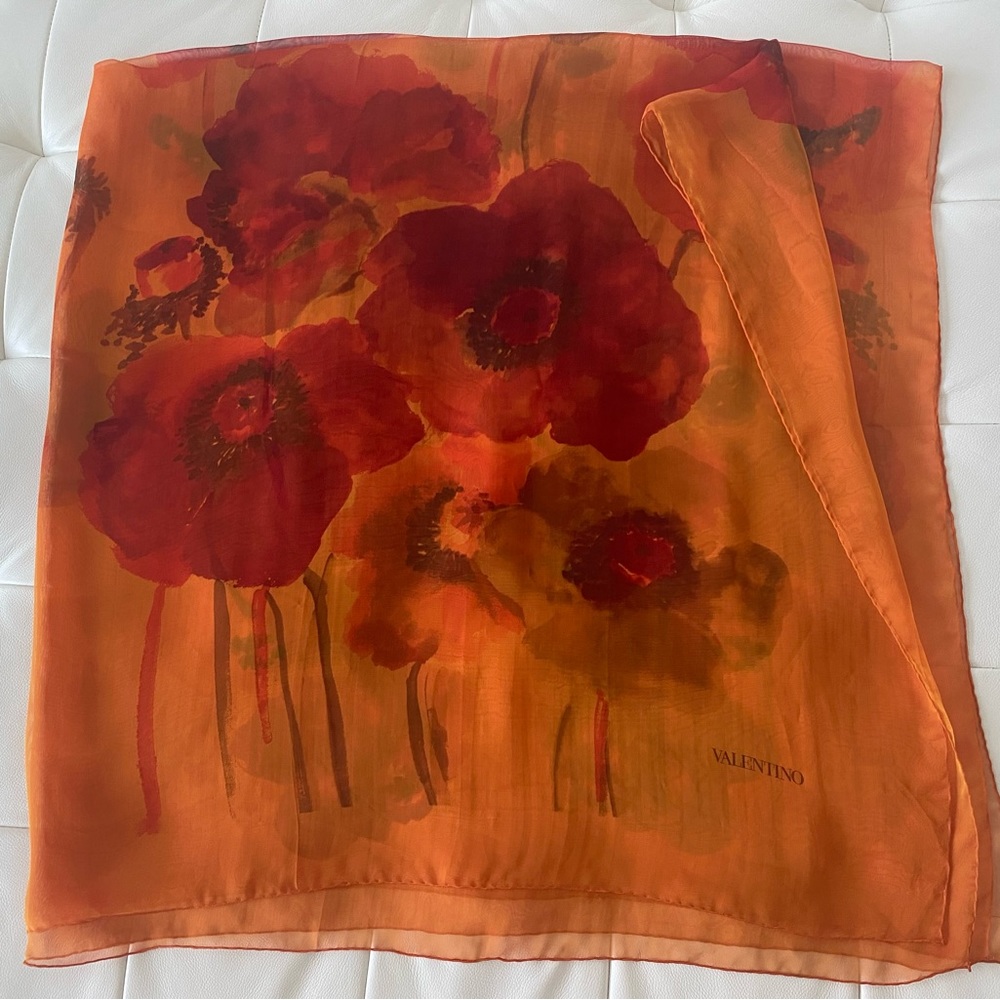 Valentino Silk Chiffon Scarf Oversized